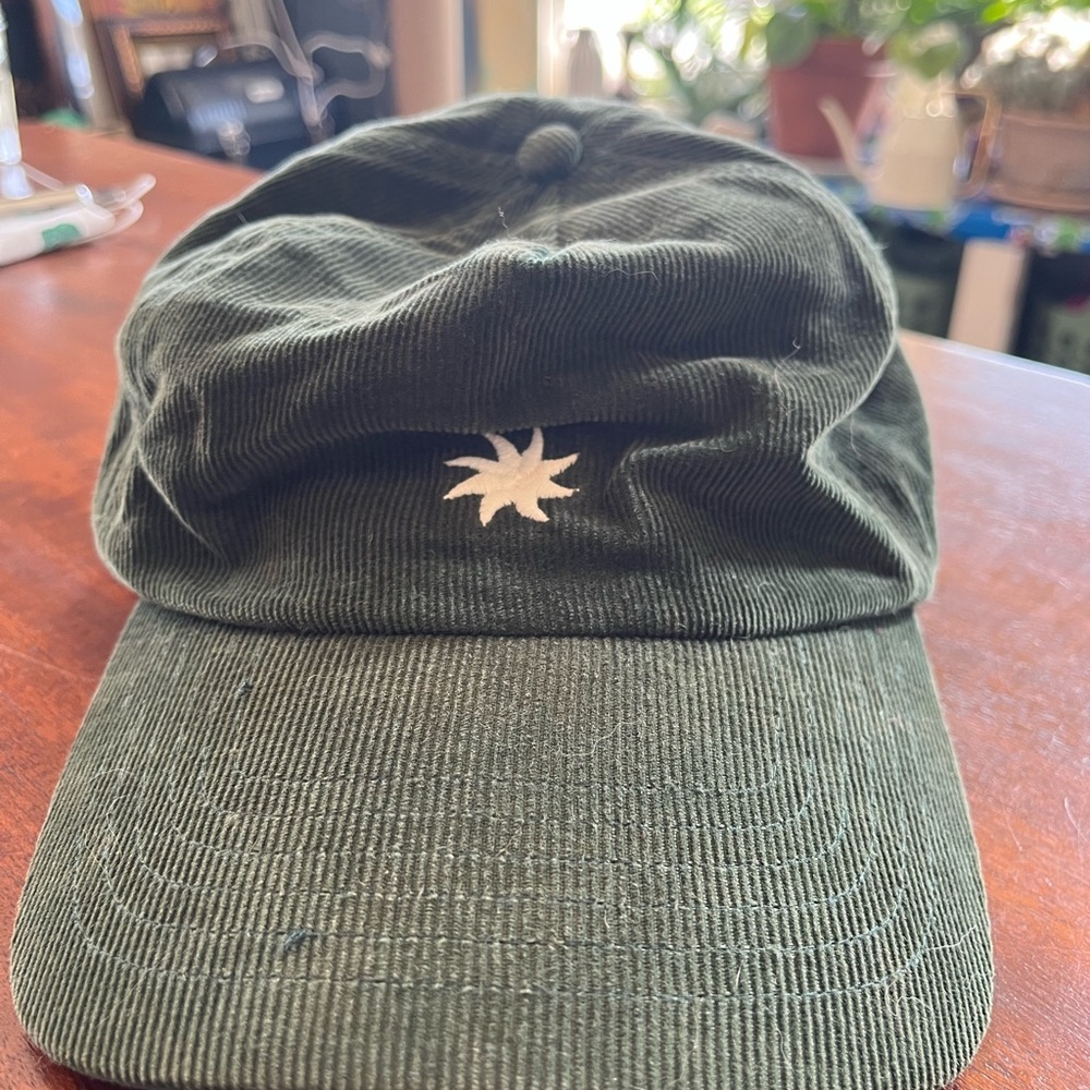 Green Corduroy Dad Hat with Embroidered Logo
